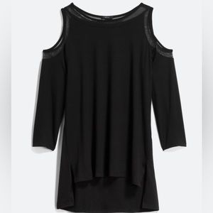 K & C Lundy black mesh cold shoulder top